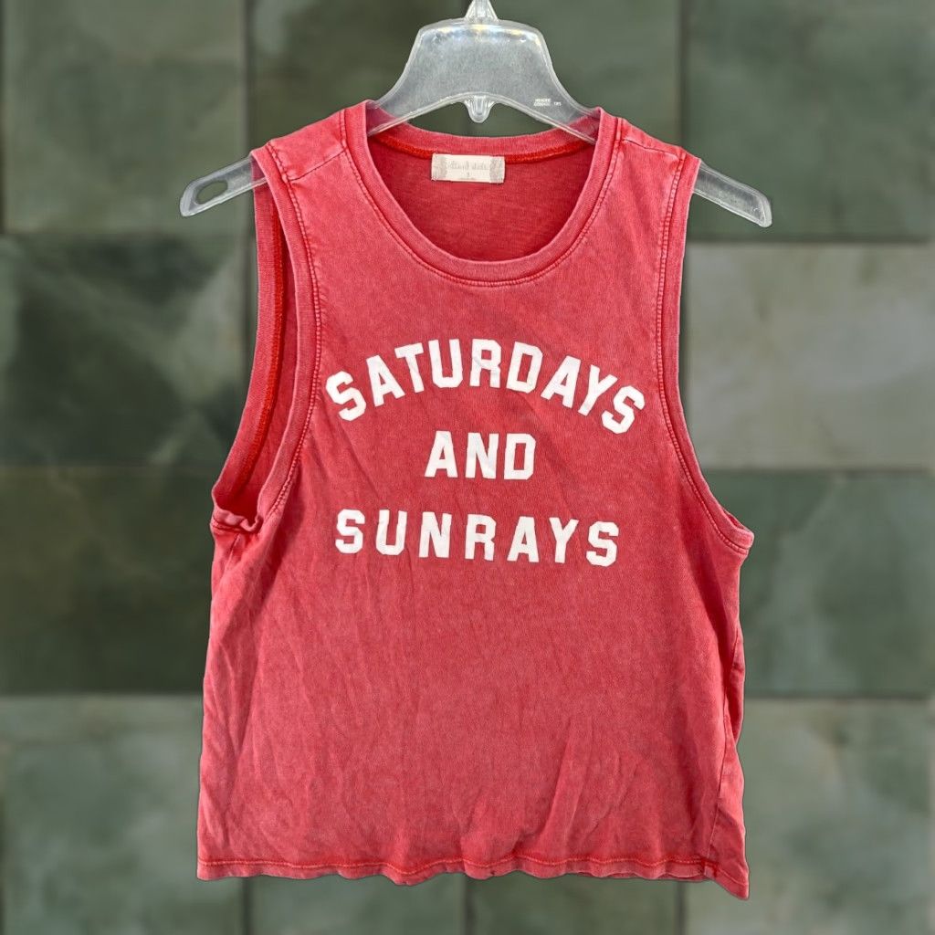 Vintage Altar'd State Women's Cropped Tank Top Small Red Solid Scoop Neck Casual Beach Size S / US 4 / IT 40 - 1 Thumbnail