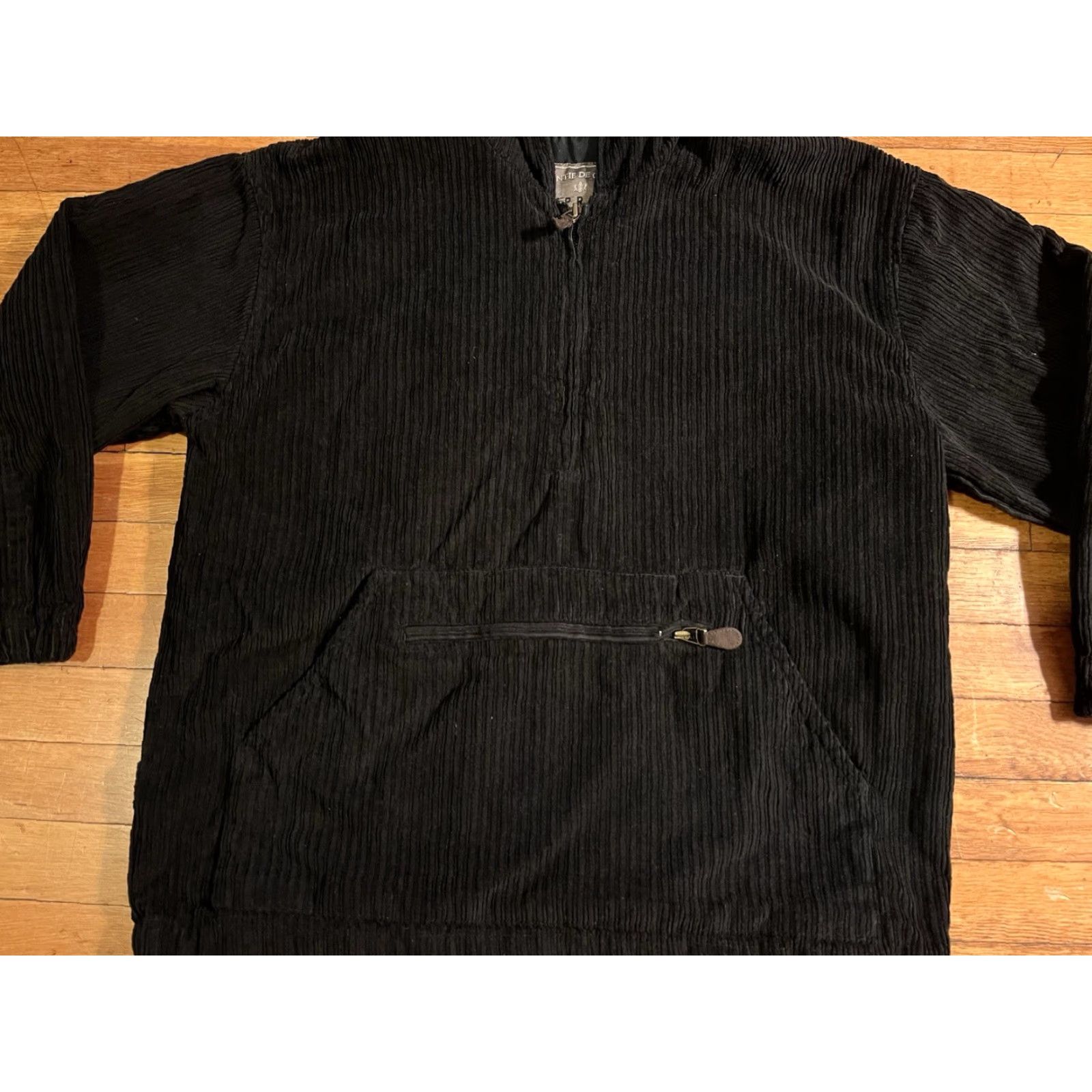 Express VINTAGE Express Corduroy 1/4 Zip Hoodie Anorak Women’s S Black Ribbed 90s Size S / US 4 / IT 40 - 3 Thumbnail