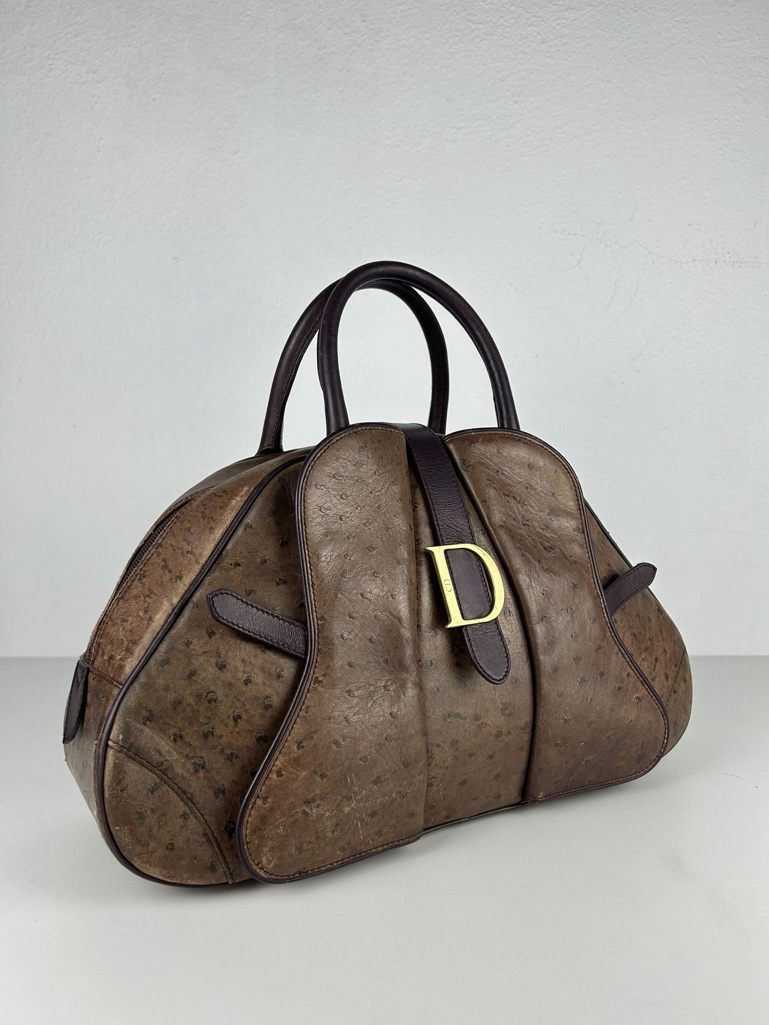 Dior 2000 Dior by John Galliano double saddle leather bowling bag Size ONE SIZE - 6 Thumbnail