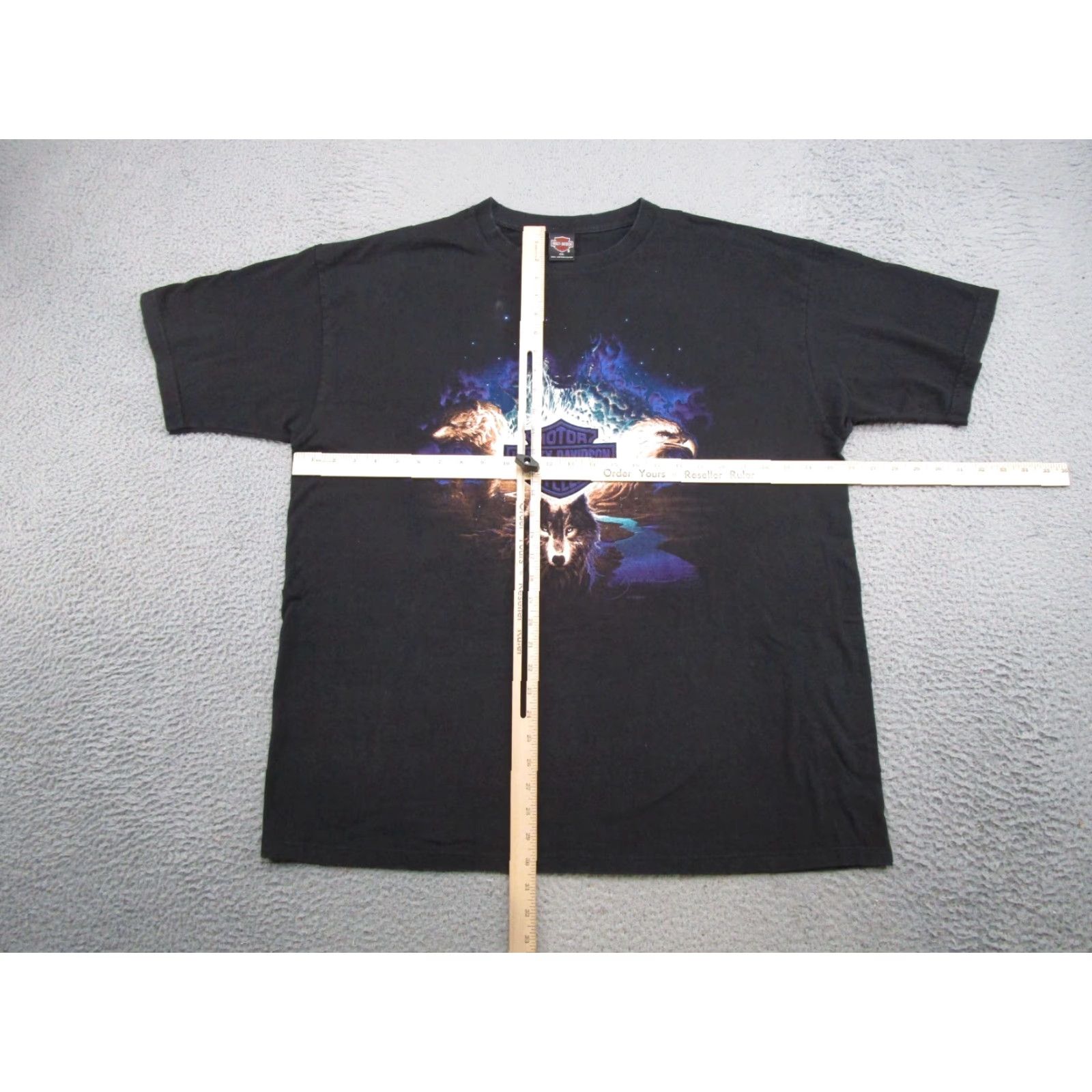 Harley Davidson VINTAGE Harley-Davidson Wolf Eagle 1995 Double Sided Shirt Mens 2XL Black Cotton T-Shirt 90s Animals Biker Mens Size US XXL / EU 58 / 5 - 6 Thumbnail