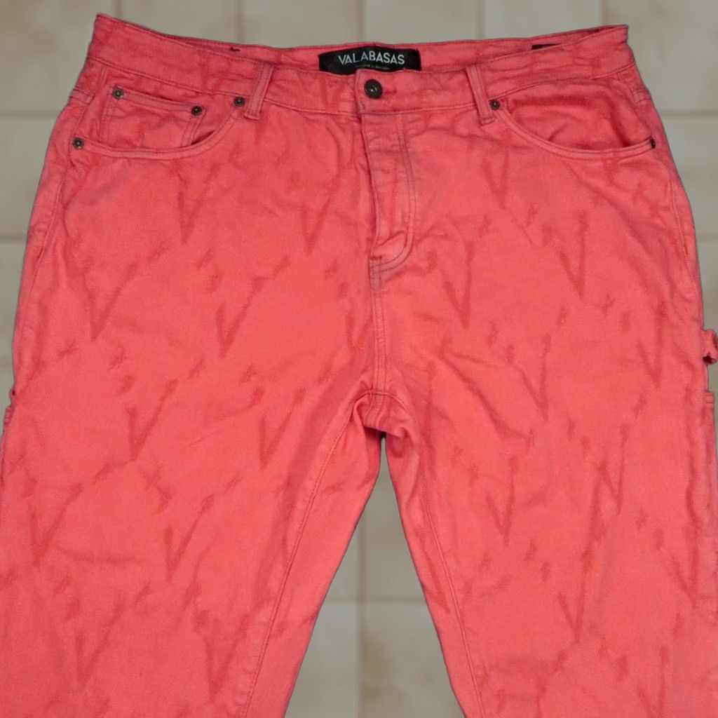 Pinko Valabasas Jeans Mens 38x36 Red Pink Raw Frayed Hem Carpenter Wide Leg Jeans Pants Straight Mens Regular 38 Inseam 36 Color Red Pattern Solid Size US 38 / EU 54 - 1 Thumbnail