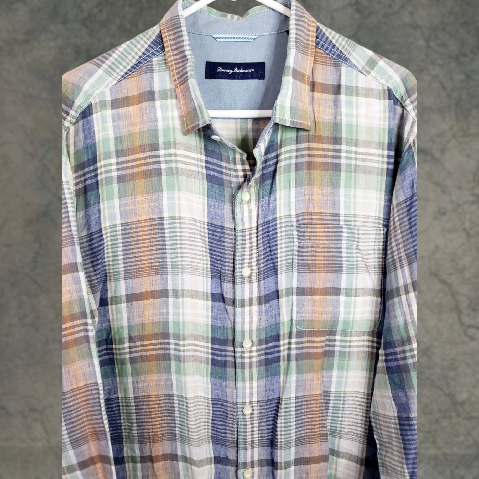 Tommy Bahama Tommy Bahama Shirt XL Colorful Plaid 100% Linen Long Sleeve Button-Up Men Size US XL / EU 56 / 4 - 1 Thumbnail