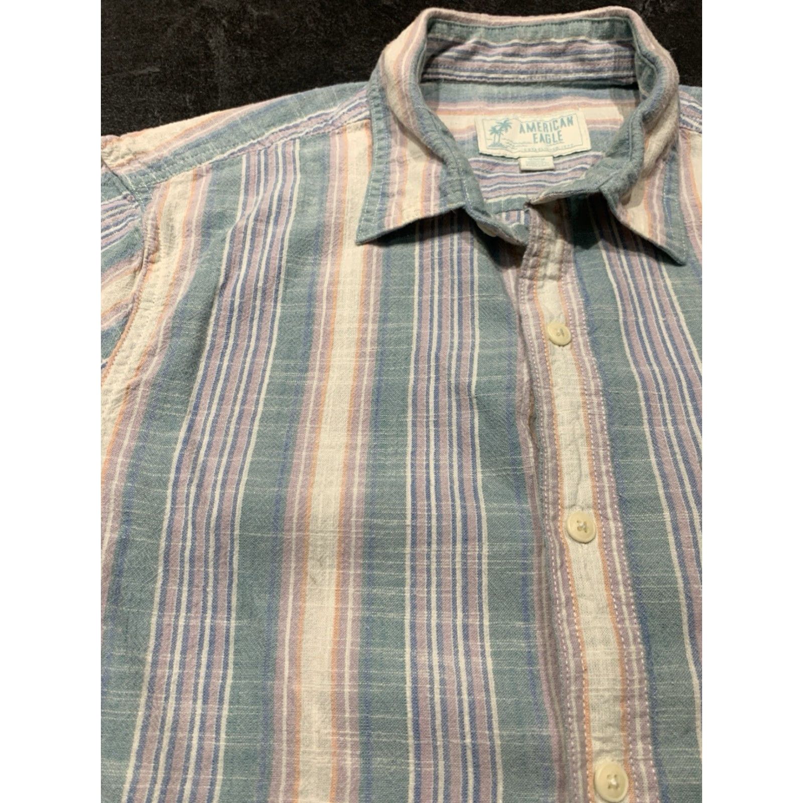 American Eagle Outfitters American Eagle Men’s M Shirt Cotton Button-Up Short Sleeve Collared Multicolor Casual Size US M / EU 48-50 / 2 - 5 Thumbnail