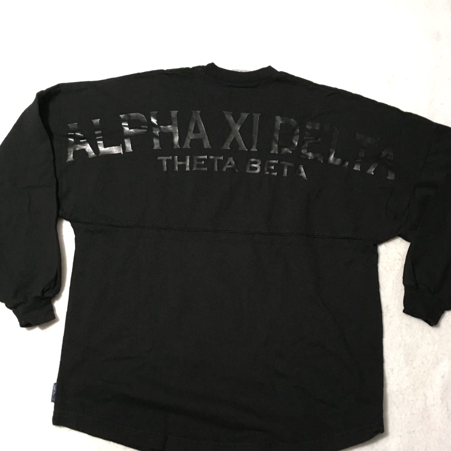 Delta spirit jersey Alpha XI Delta sweatShirt Mens black Graphic Tee double sided spirit jersey tee Shirt Mens M Black Graphic Print 90s? Size US M / EU 48-50 / 2 - 2 Thumbnail