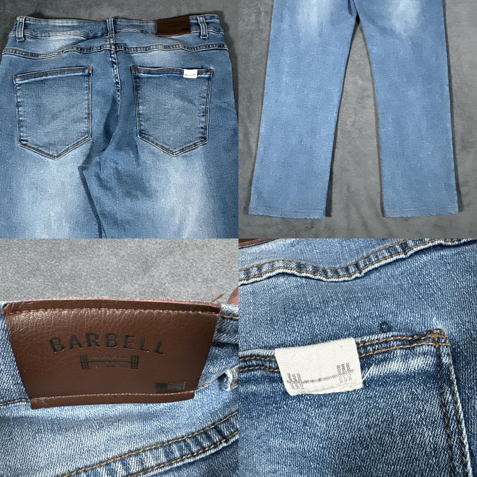 Vintage Barbell Apparel Jeans Mens 33x28 Blue Stretch Denim Tapered Athletic Fit Lot 2 Size US 32 / EU 48 - 9 Thumbnail