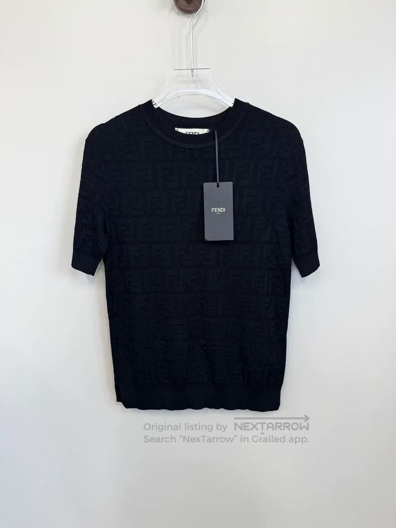 Fendi Fendi Black FF Dark Pattern Monogram Logo Knit Short Sleev Size XXS / US 00 / IT 34 - 1 Thumbnail