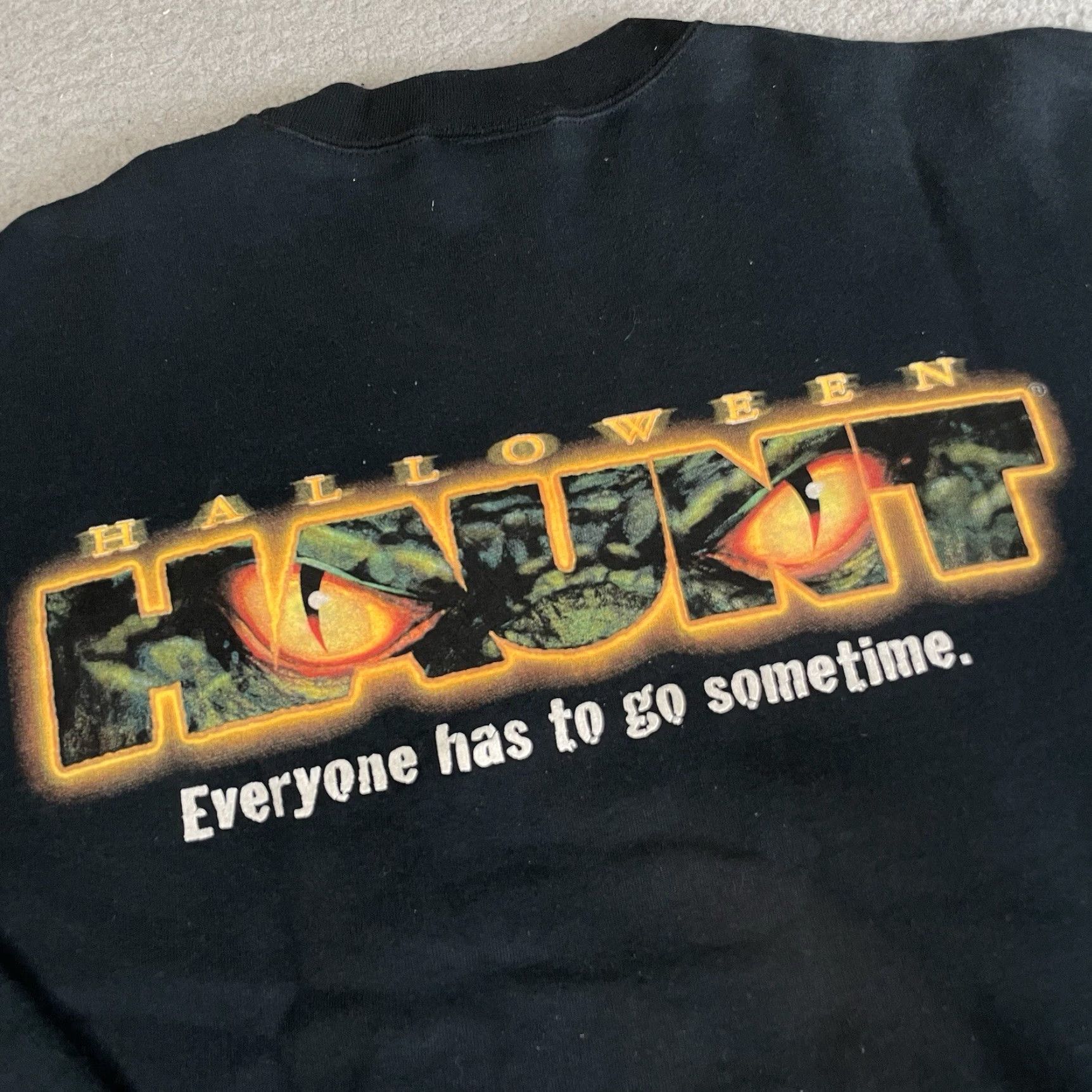 Vintage VINTAGE Knotts Scary Farm Sweatshirt Men L Black Graphic Print 90s Halloween Horror Snoopy Peanut Brand Murina Knit Crew Neck Pullover All Seasons Size US L / EU 52-54 / 3 - 2 Thumbnail