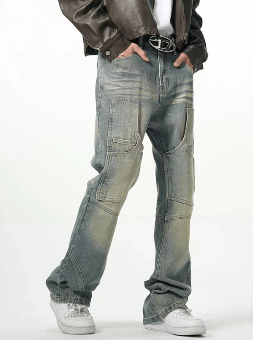 Japanese Brand × Jean American street distressed loose casual patchwork jeans Size US 32 / EU 48 - 2 Thumbnail