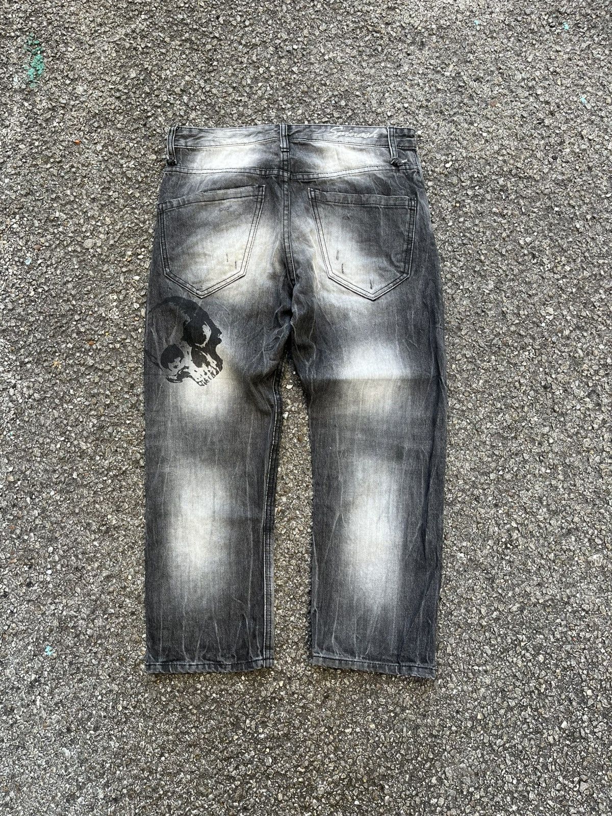 Hysteric Glamour Japanese Vintage SPINASH Skull Poem Punk Jeans Faded Denim Size US 31 - 8 Thumbnail