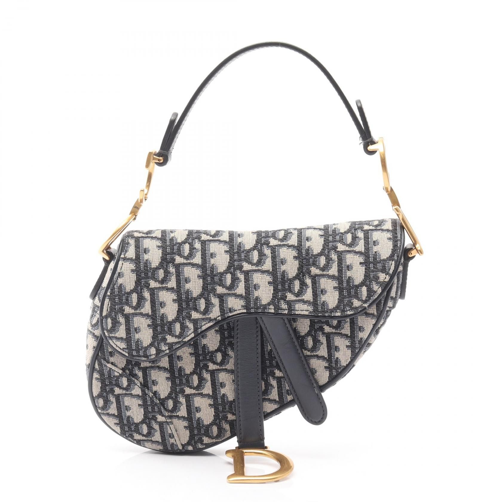 Dior Dior Dior Saddle Bag Oblique Jacquard Canvas Leather Handbag Leather Handbag DUTY FREE for USA Size ONE SIZE - 1 Thumbnail