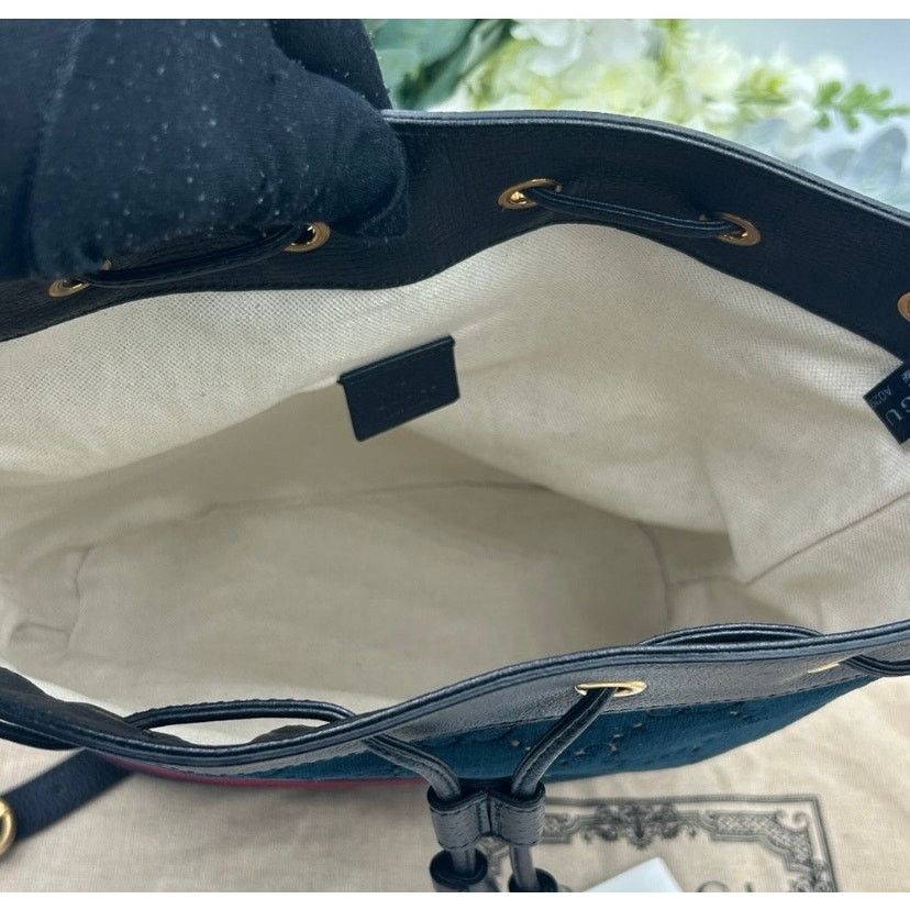 Gucci Gucci OPHIDIA blue velvet bucket bag with leather trim Size ONE SIZE - 14 Thumbnail