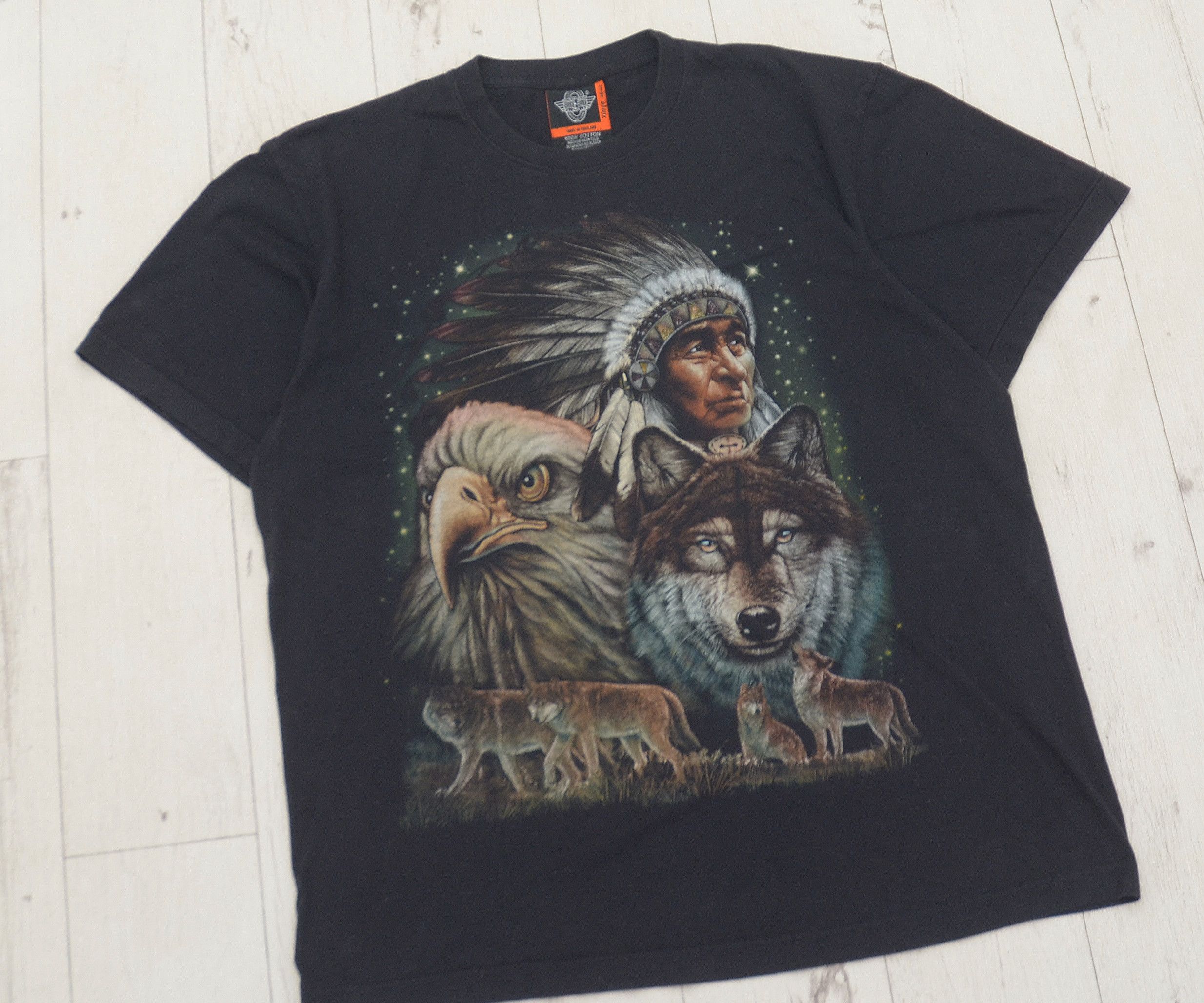 Vintage Vintage Rock Eagle Wild Indian Chief Wolves American heavy Size US XL / EU 56 / 4 - 3 Thumbnail