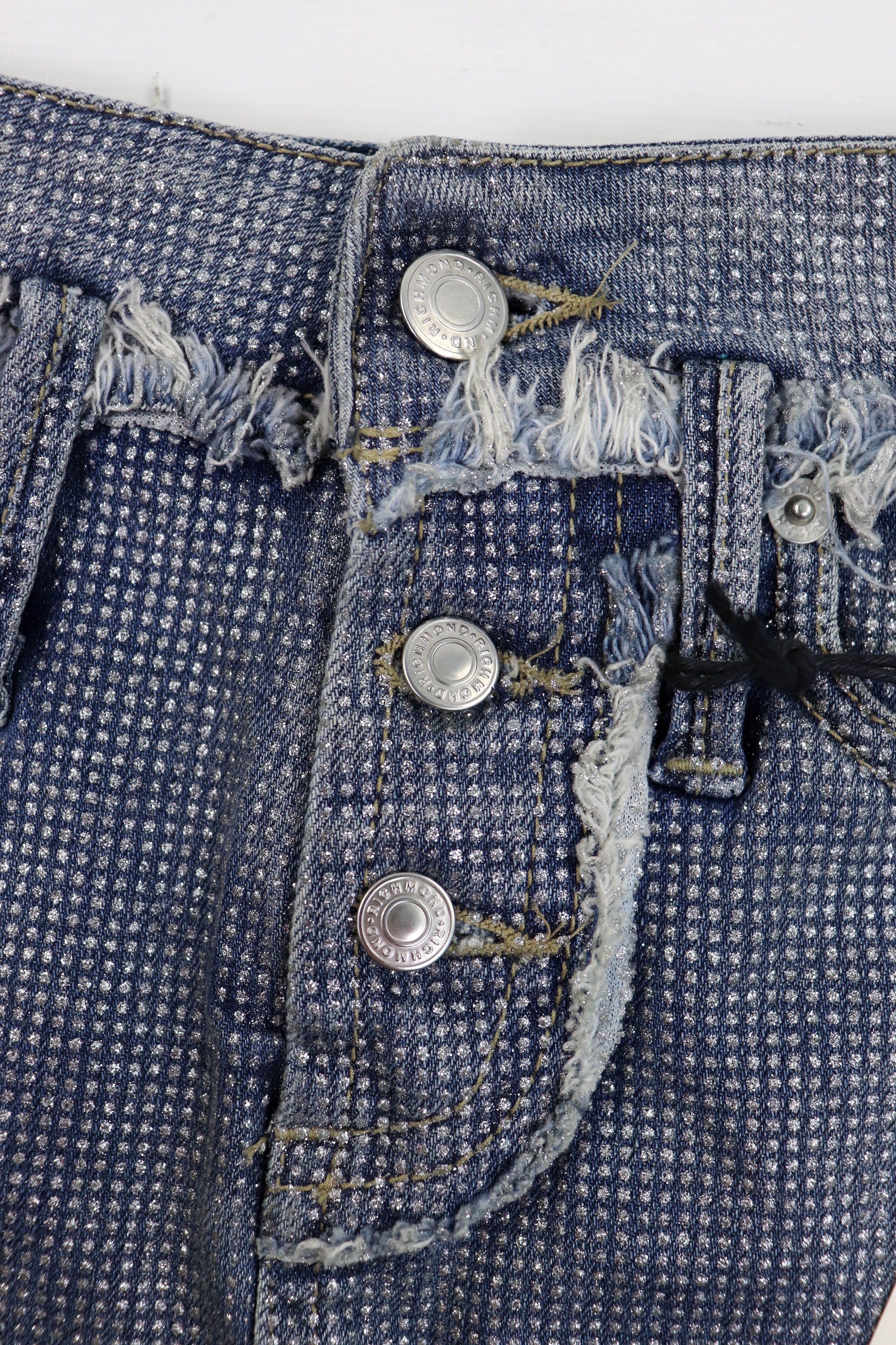 John Richmond Richmond Made in Italy Faux Rhinestones Jeans Mini Skirt Size 28" / US 6 / IT 42 - 5 Thumbnail
