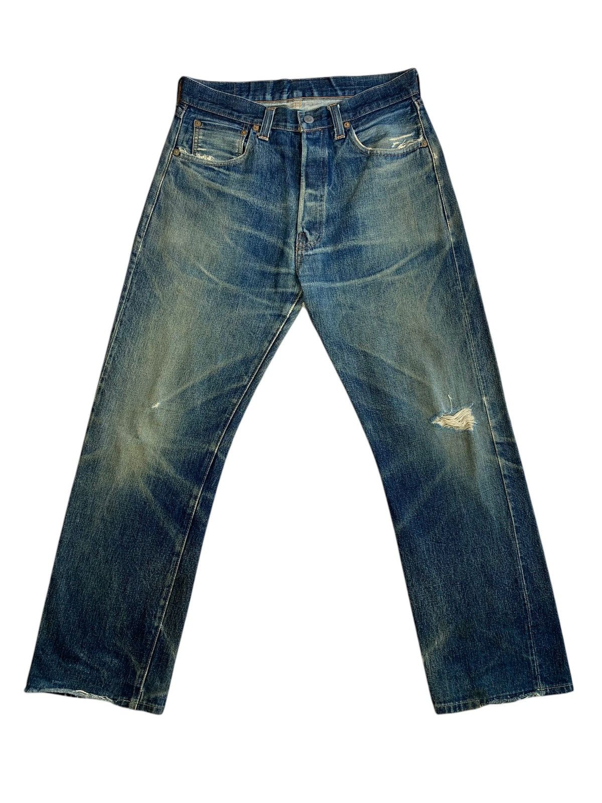 Levi's Vintage 90’s Levis 501XX Big E Thrashed Blue Denim Size US 30 / EU 46 - 1 Thumbnail