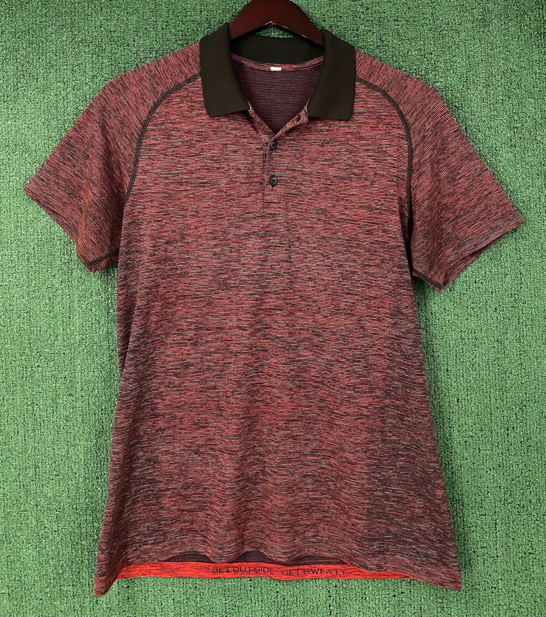 Lululemon Lululemon Metal Vent Red Black Lime Patterned Polo Large Size US L / EU 52-54 / 3 - 1 Thumbnail