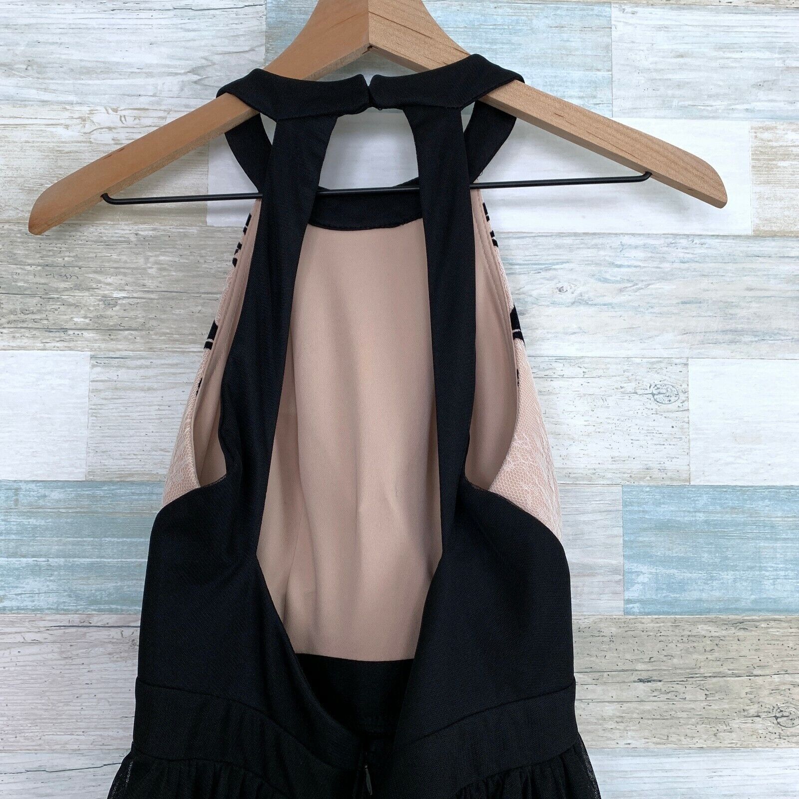 Other Blondie Nites Lace Tulle Halter Fit Flare Dress Black Nude 3 Size XS / US 0-2 / IT 36-38 - 5 Thumbnail