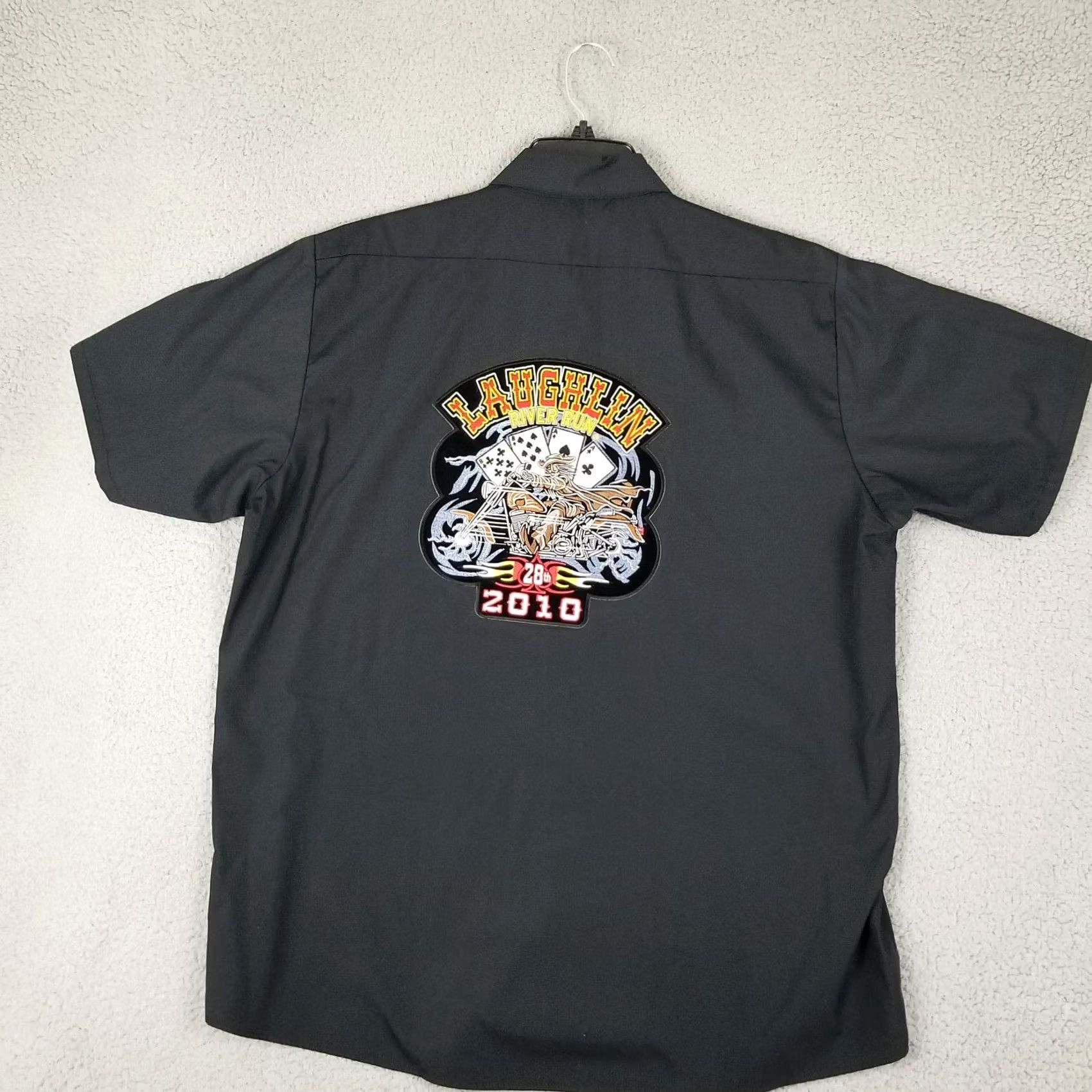 Vintage Laughlin River Run Motorcycle Shirt Men XL Black Denin Cotton Blend Embroidered Logo Pockets 2Sided"} Size US XL / EU 56 / 4 - 2 Thumbnail