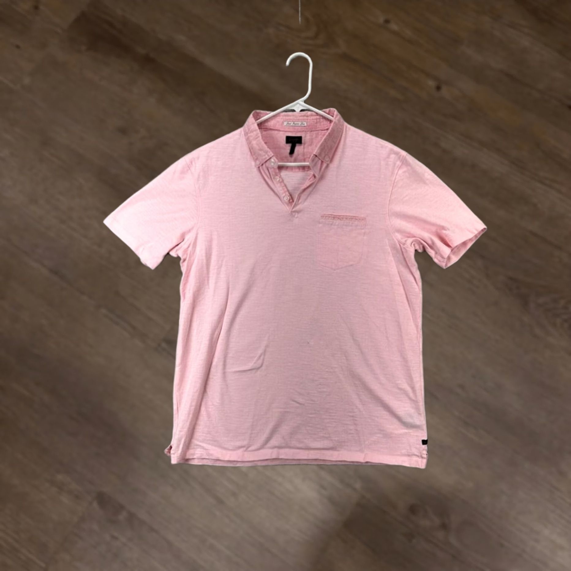 Vintage Good Man Shirt Adult Large Pink Polo Short Sleeve Rugby Mens 100% Cotton Pocket Size US L / EU 52-54 / 3 - 1 Thumbnail
