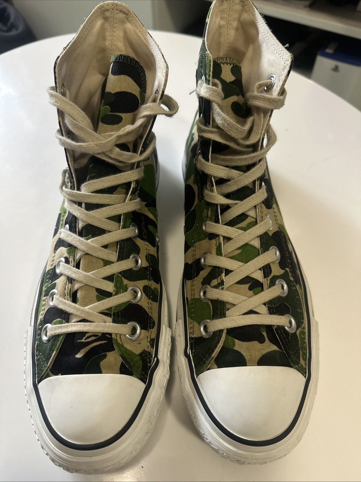 Bathing Ape Bape Apesta 9.5 Camo Green Chuck Taylor Sneakers