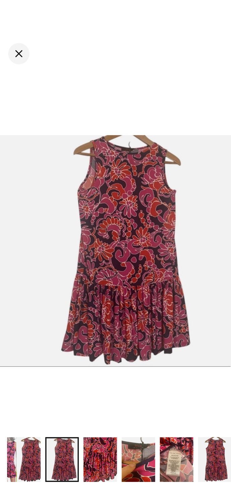 Trina Turk NWT Trina Turk Floral Sleeveless Ruffle-Hem Mini Dress Size XS / US 0-2 / IT 36-38 - 2 Thumbnail