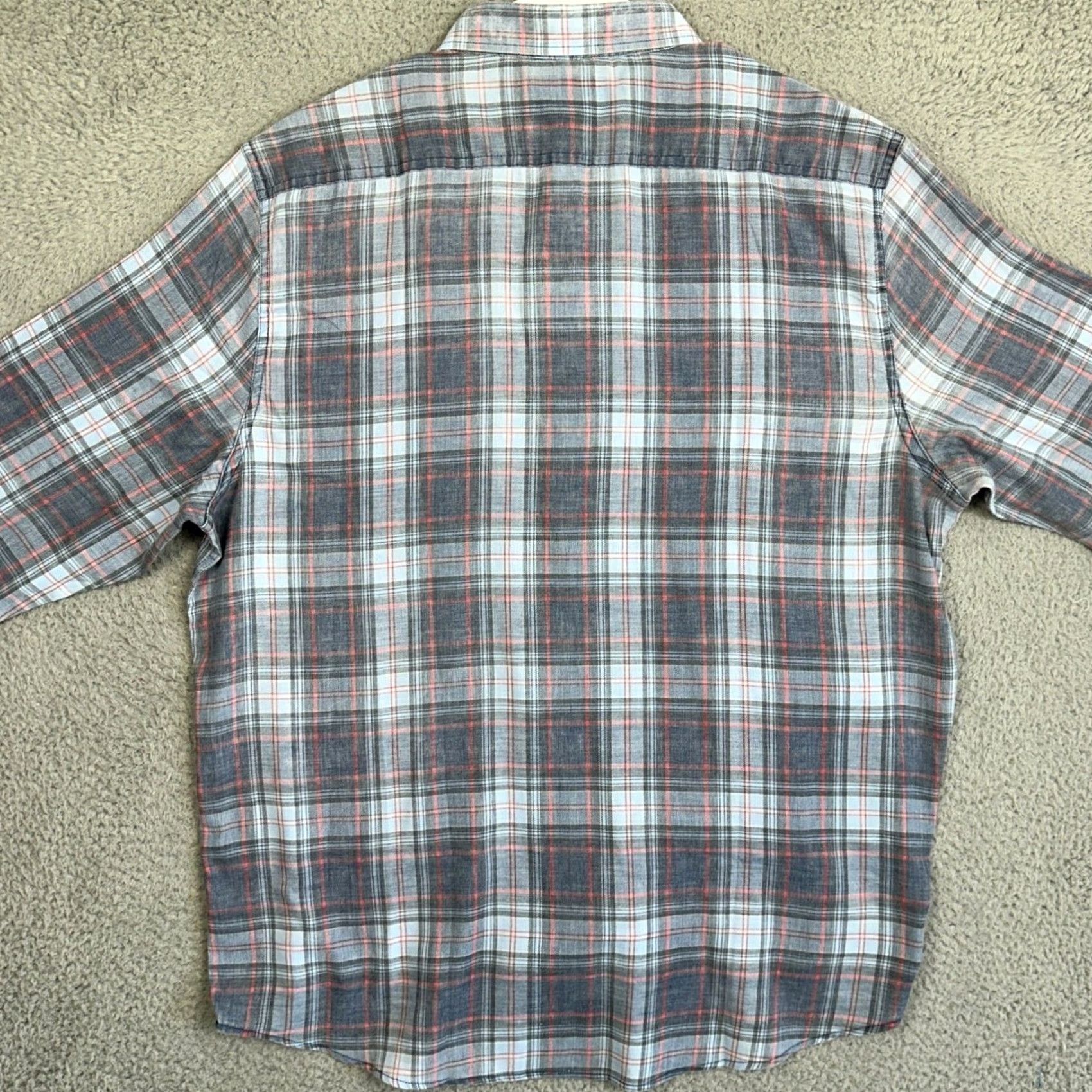 Flag & Anthem Flag Anthem Button-Up Shirt Mens XL Plaid Blue Grey Orange Stretch Chest Pocket Casual Workwear Size US XL / EU 56 / 4 - 3 Thumbnail