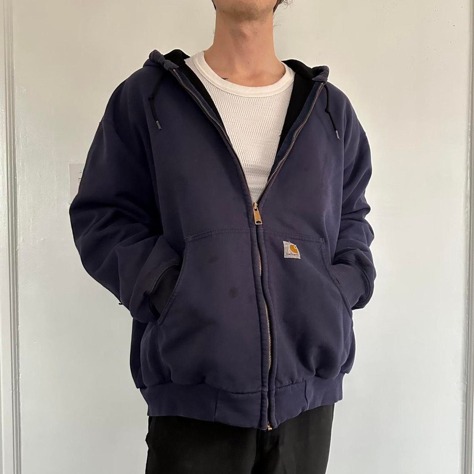 Carhartt × Vintage Vintage 90s Heavy Thermal Work Jacket Zip Up Sweatshirt Size US XL / EU 56 / 4 - 8 Thumbnail