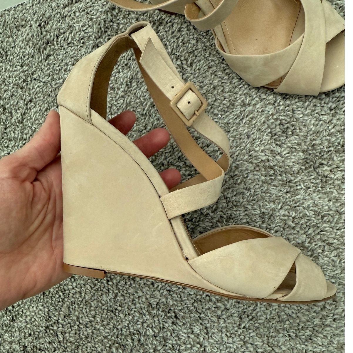 SCHUTZ Schutz Wedge Strappy Sandals Beige Nubuck Size 8 Size US 8 / IT 38 - 16 Thumbnail