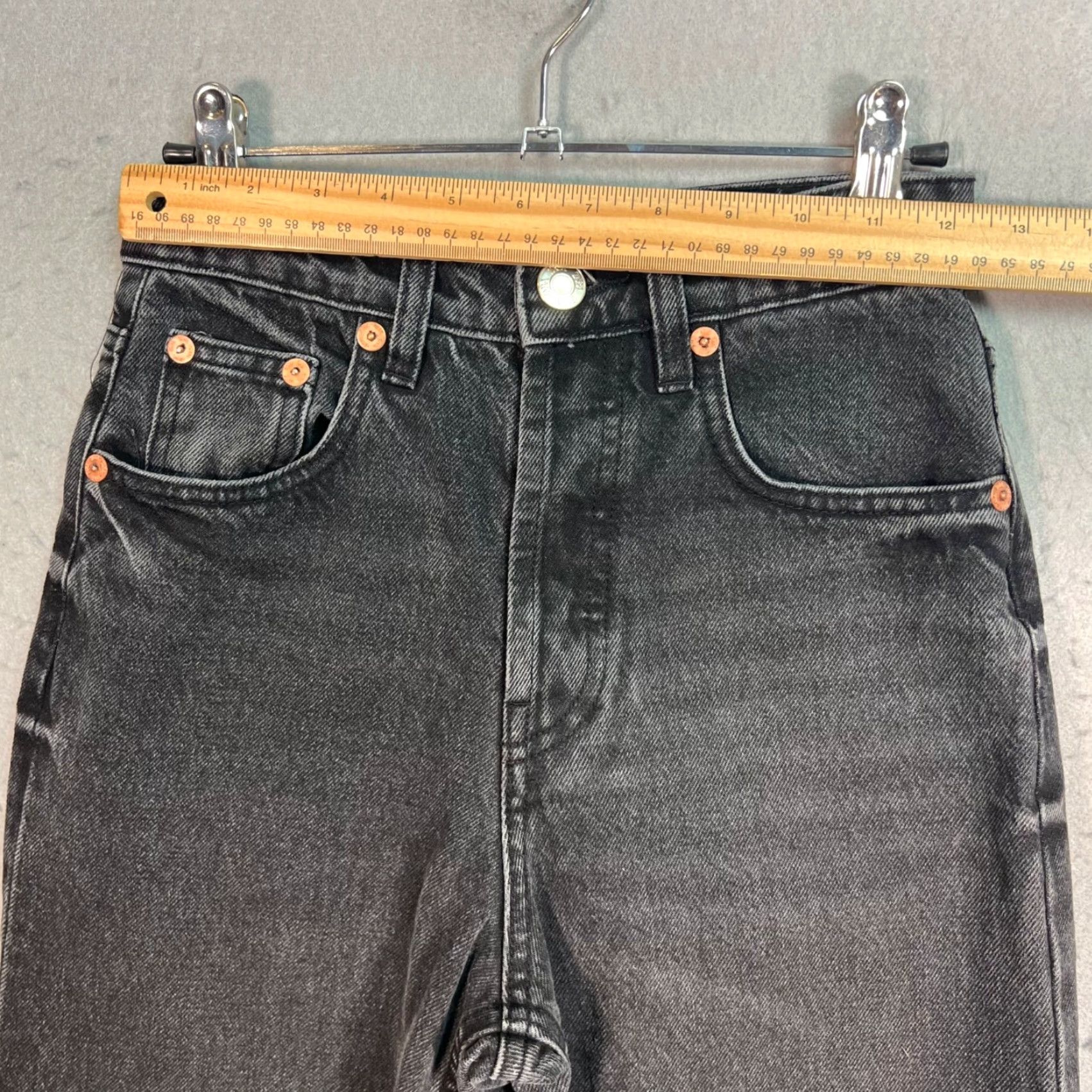 Zara Zara Womens Jeans Size 2 Black High-Waisted Frayed Hem 100% Cotton Denim Size 26" / US 2 / IT 38 - 5 Thumbnail