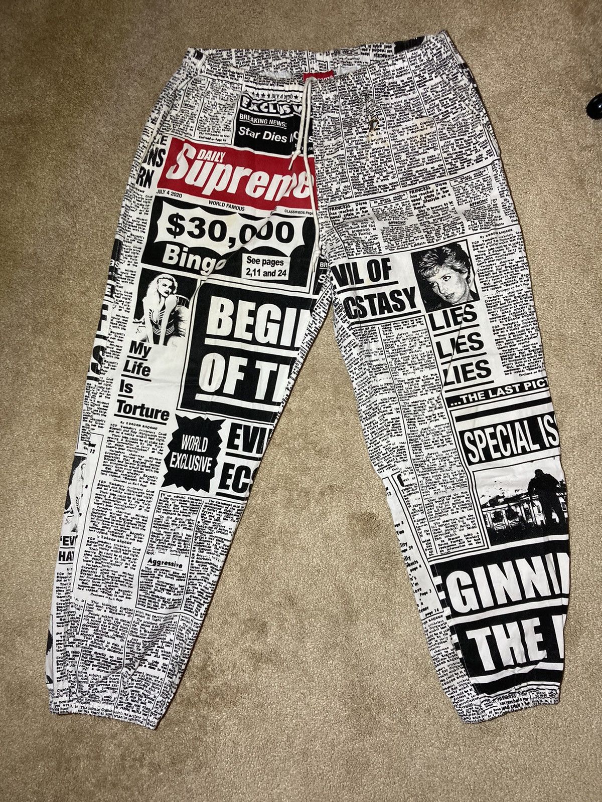 Supreme FW18 Supreme Newsprint Skate Pants Newspaper Diana 2018 OG Grailed