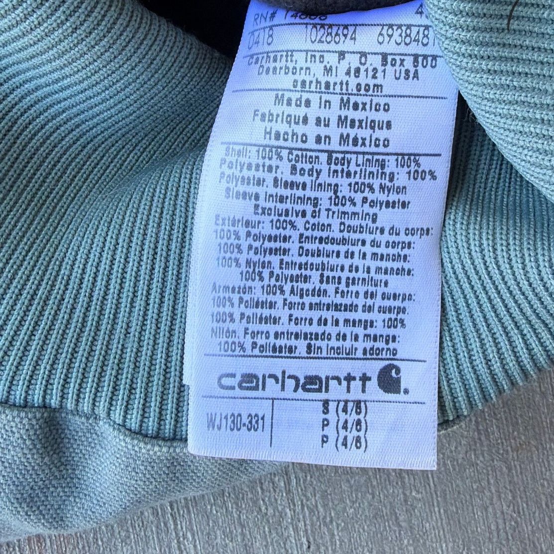 Carhartt × Vintage Carhartt WOMENS WJ130 Light blue hooded work wear jacket Size US S / EU 44-46 / 1 - 5 Thumbnail