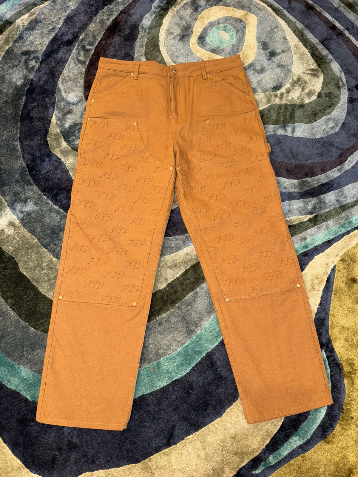 Fuck The Population FTP Embossed Logo Work Pants – Brown Size US 36 / EU 52 - 1 Thumbnail