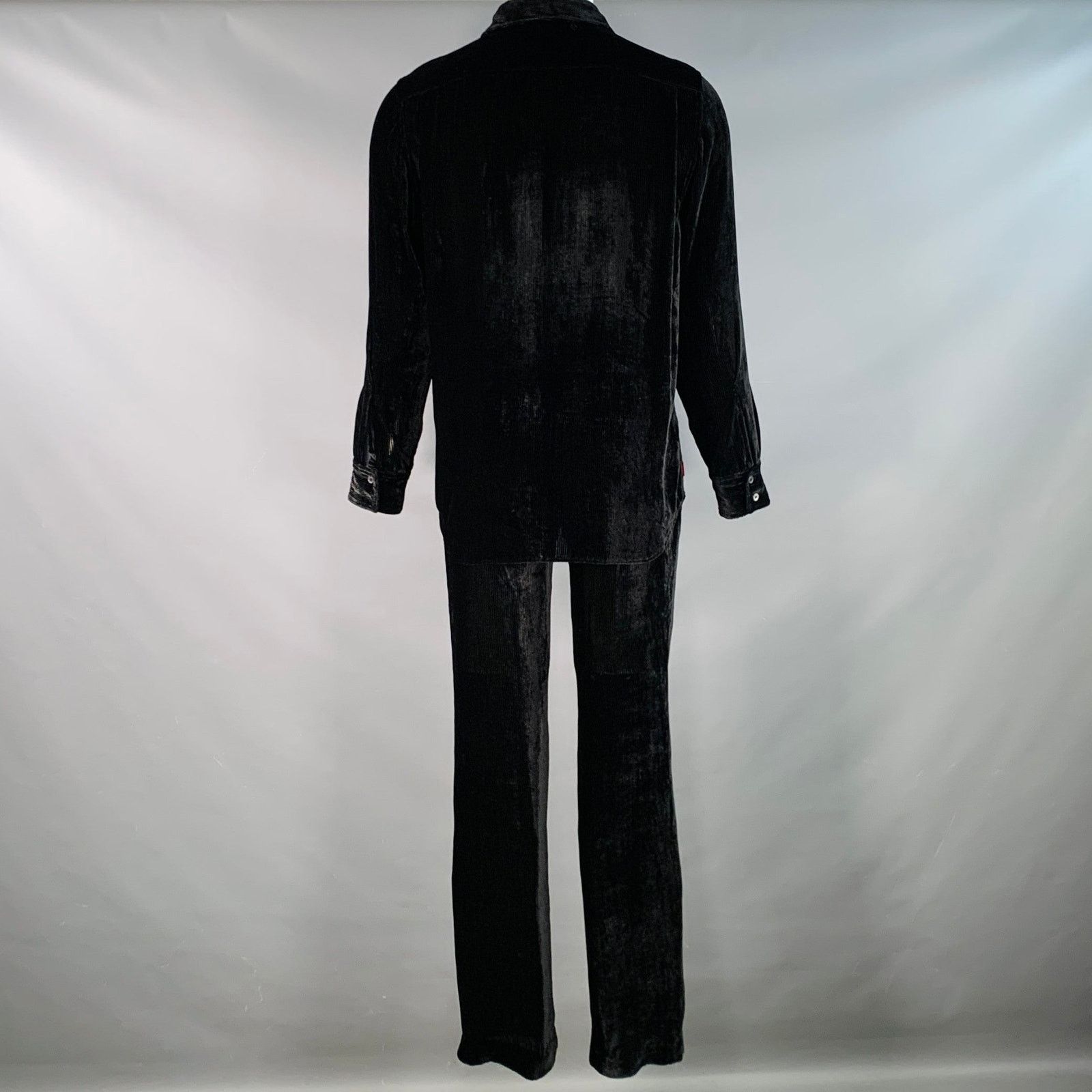 Sies Marjan S Black Velvet Silk Cotton Button Up Shirt Pants Set Size US S / EU 44-46 / 1 - 3 Thumbnail