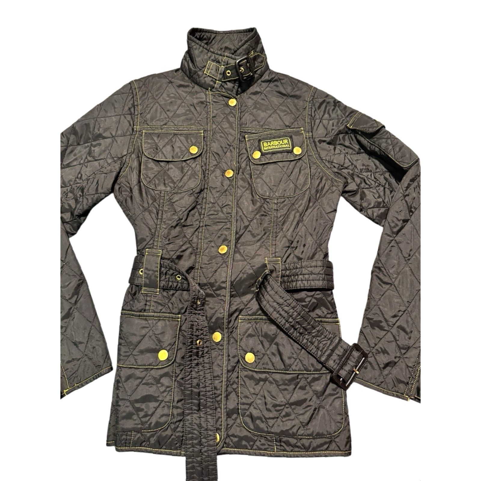 Barbour BARBOUR INTERNATIONAL Jacket Women’s Polarquilt Size UK 8 US 4 Black/Yellow Size S / US 4 / IT 40 - 4 Thumbnail