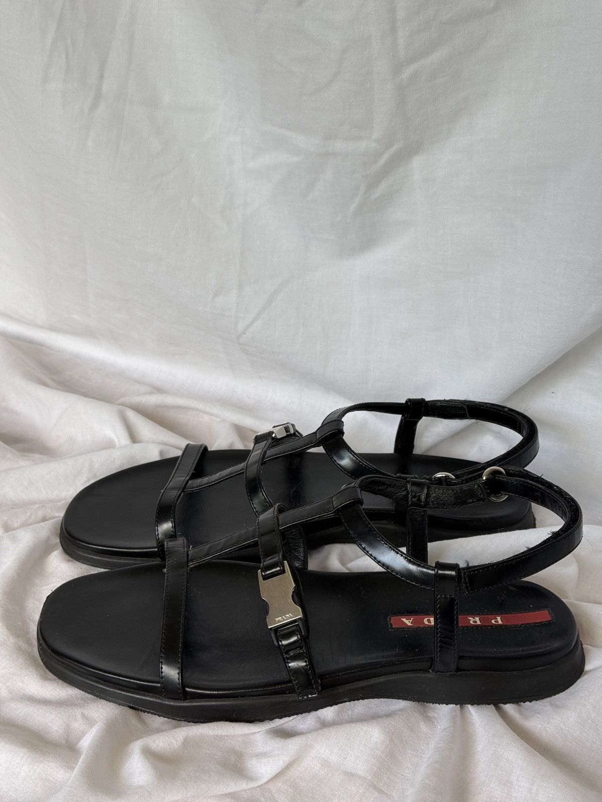 Prada Prada Black Leather Strappy Sandals Buckle Size US 7.5 / IT 37.5 - 2 Thumbnail