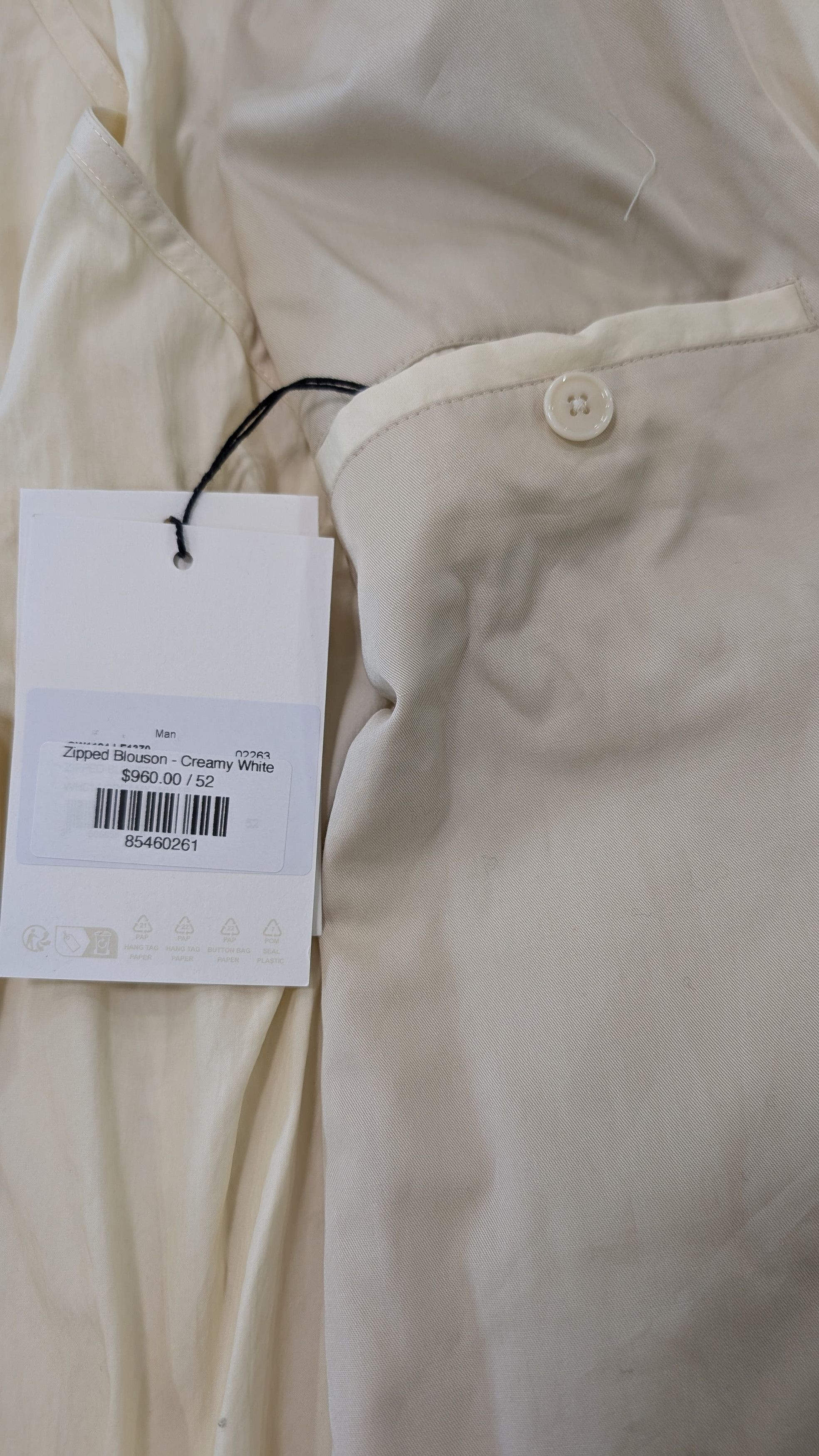 Lemaire Lemaire Creamy White Zipped Technical Blouson - Size LARGE Size US L / EU 52-54 / 3 - 12 Thumbnail