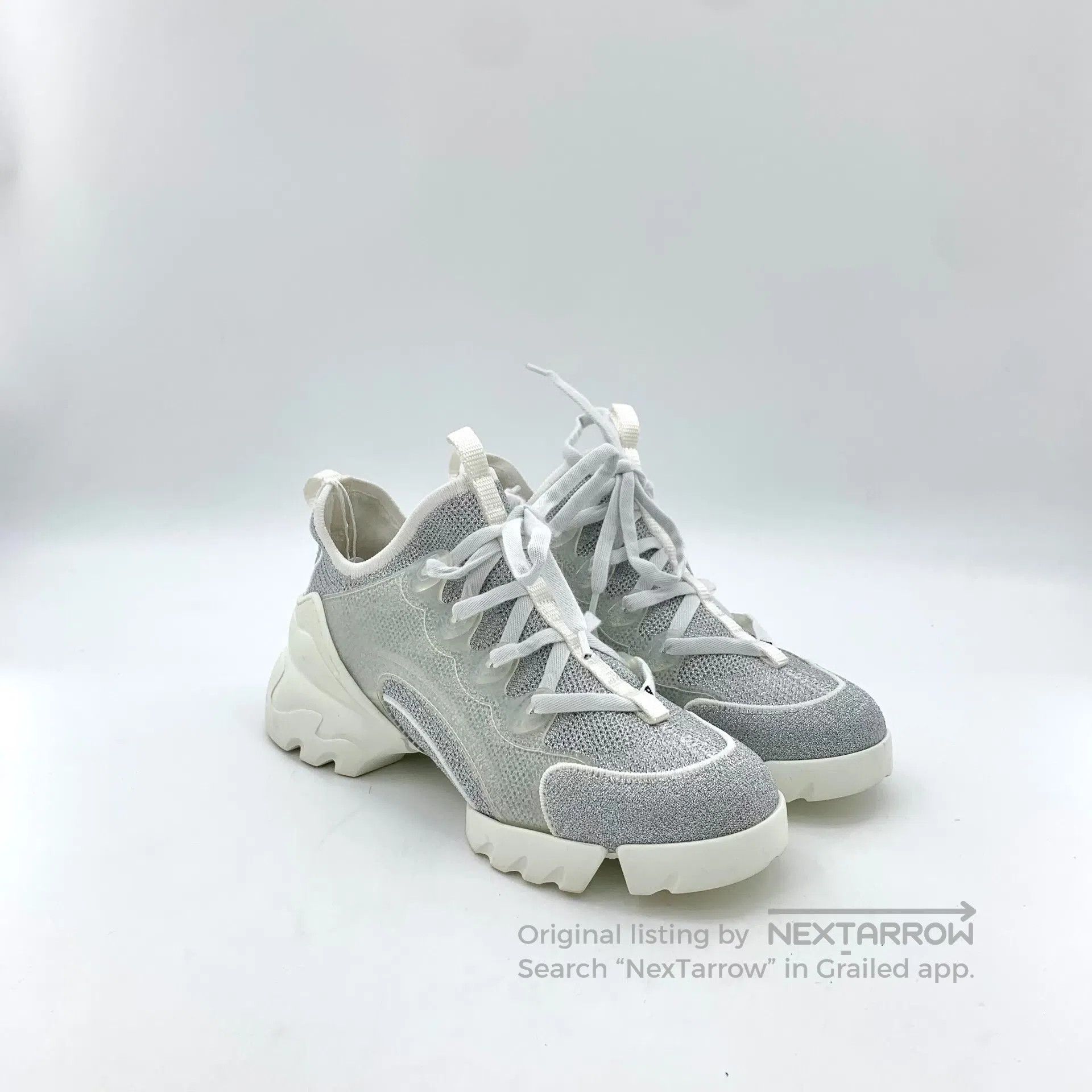 Dior Dior Silver Mesh Round Toe Laced Mid-top Dad Shoes| Size US 5 / IT 35 - 2 Thumbnail