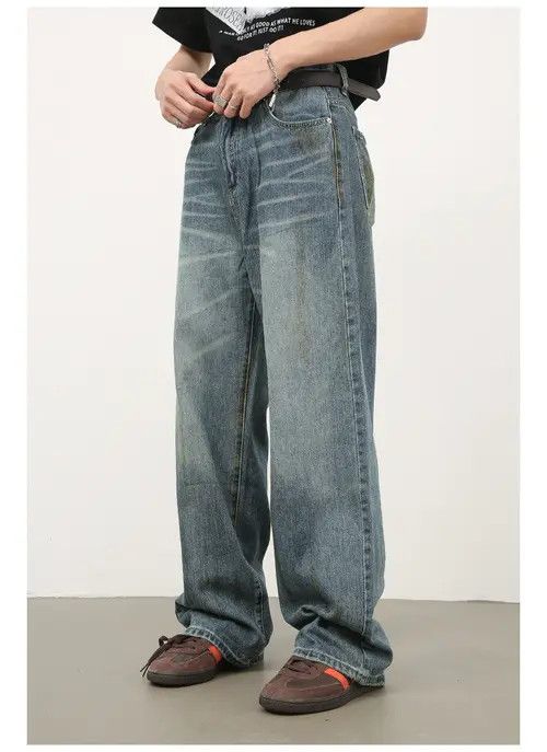 VIBE American retro men's street loose casual distressed jeans Size US 32 / EU 48 - 8 Thumbnail