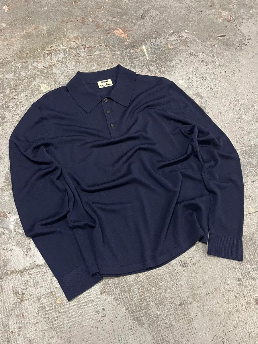 Acne Studios Acne Studios Navy Wool Polo Sweater Size US M / EU 48-50 / 2 - 4 Thumbnail