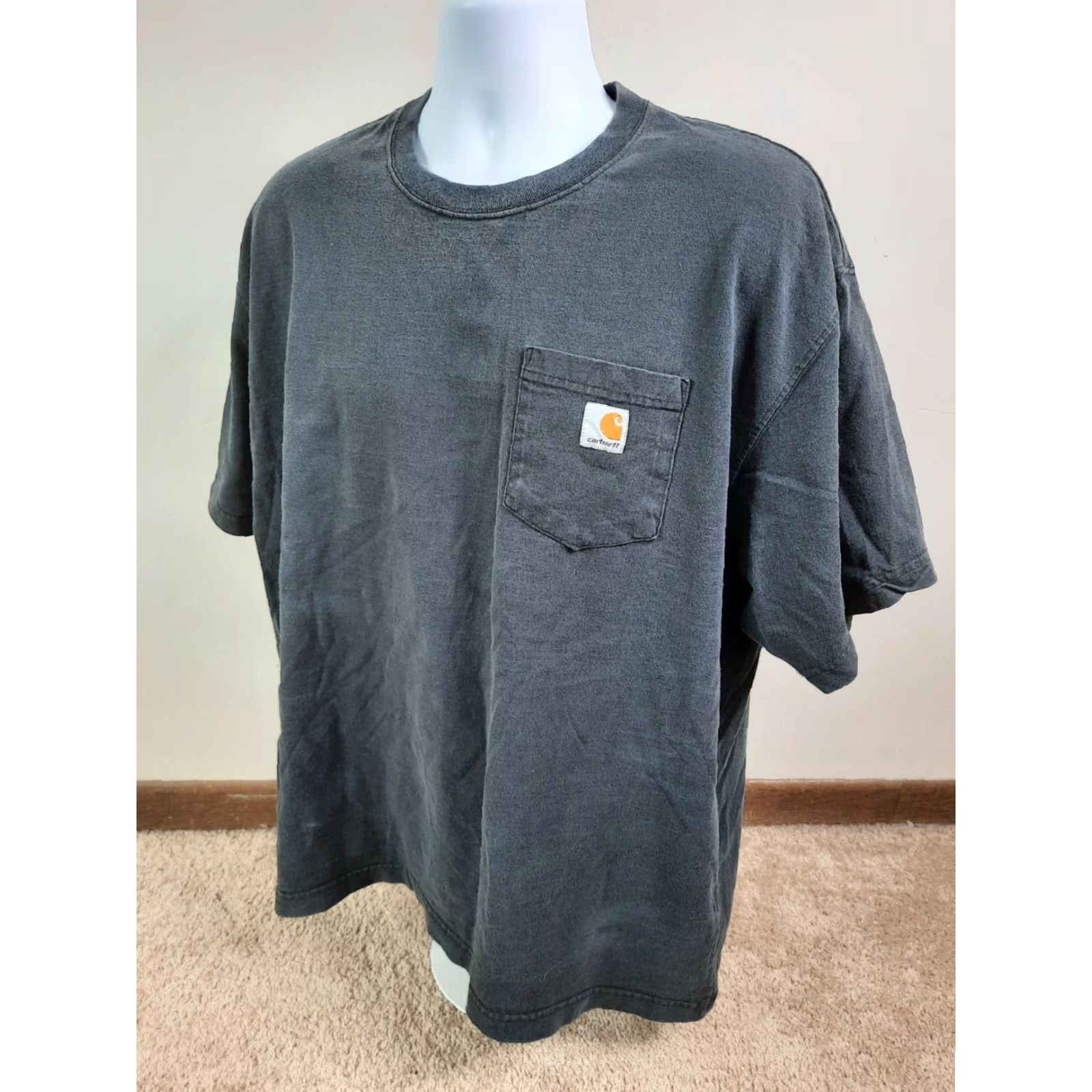 Carhartt VINTAGE Carhartt K87BLK Black Mens XL Crew Neck Work Tee T4S Size US XL / EU 56 / 4 - 4 Thumbnail