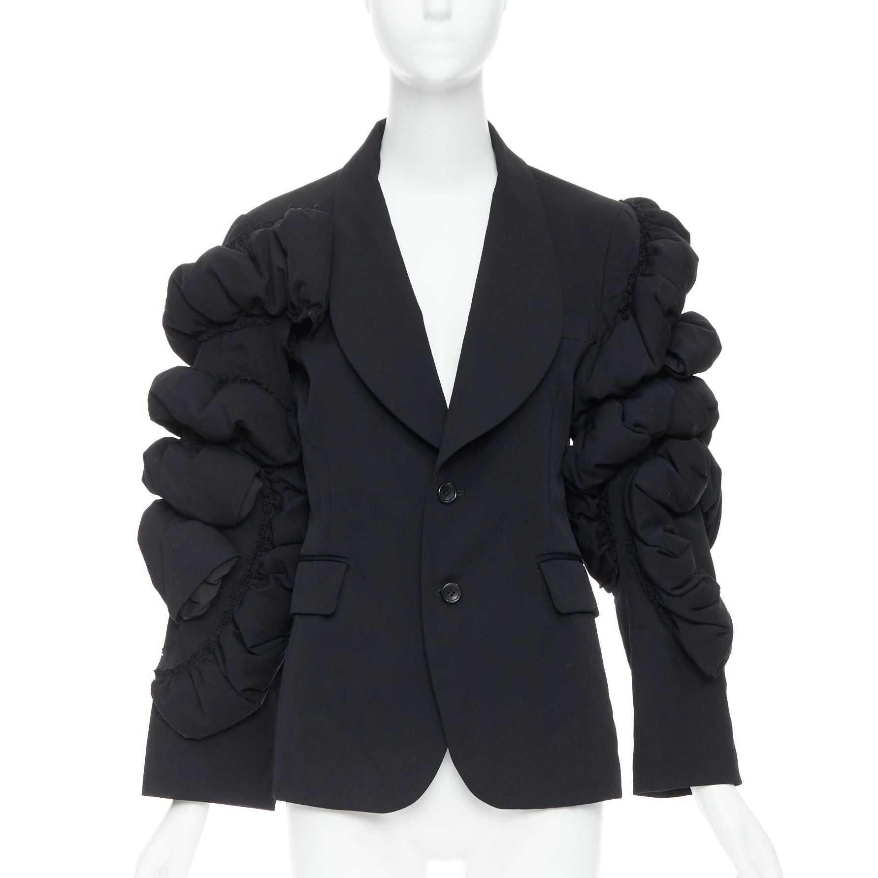 Comme des Garcons COMME DES GARCONS 2013 black wool tiered puff sleeve blazer jacket S Size S / US 4 / IT 40 - 1 Thumbnail