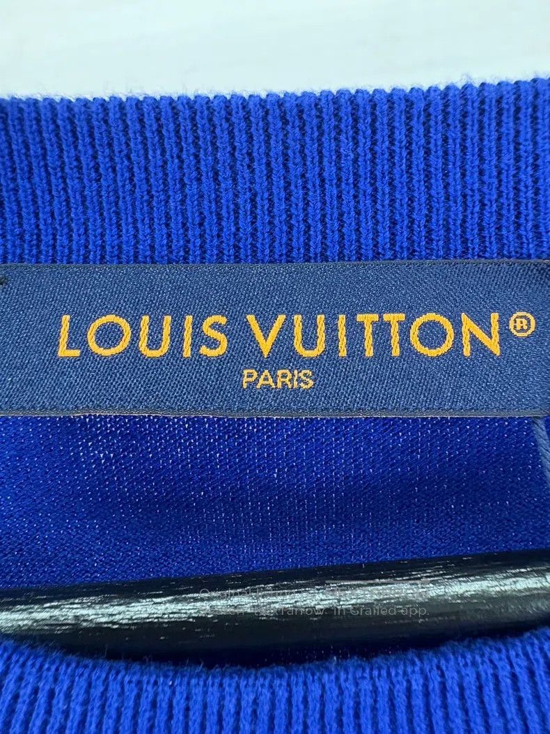 Louis Vuitton Louis Vuitton White and blue logo knitted short sleeve Size US M / EU 48-50 / 2 - 7 Thumbnail