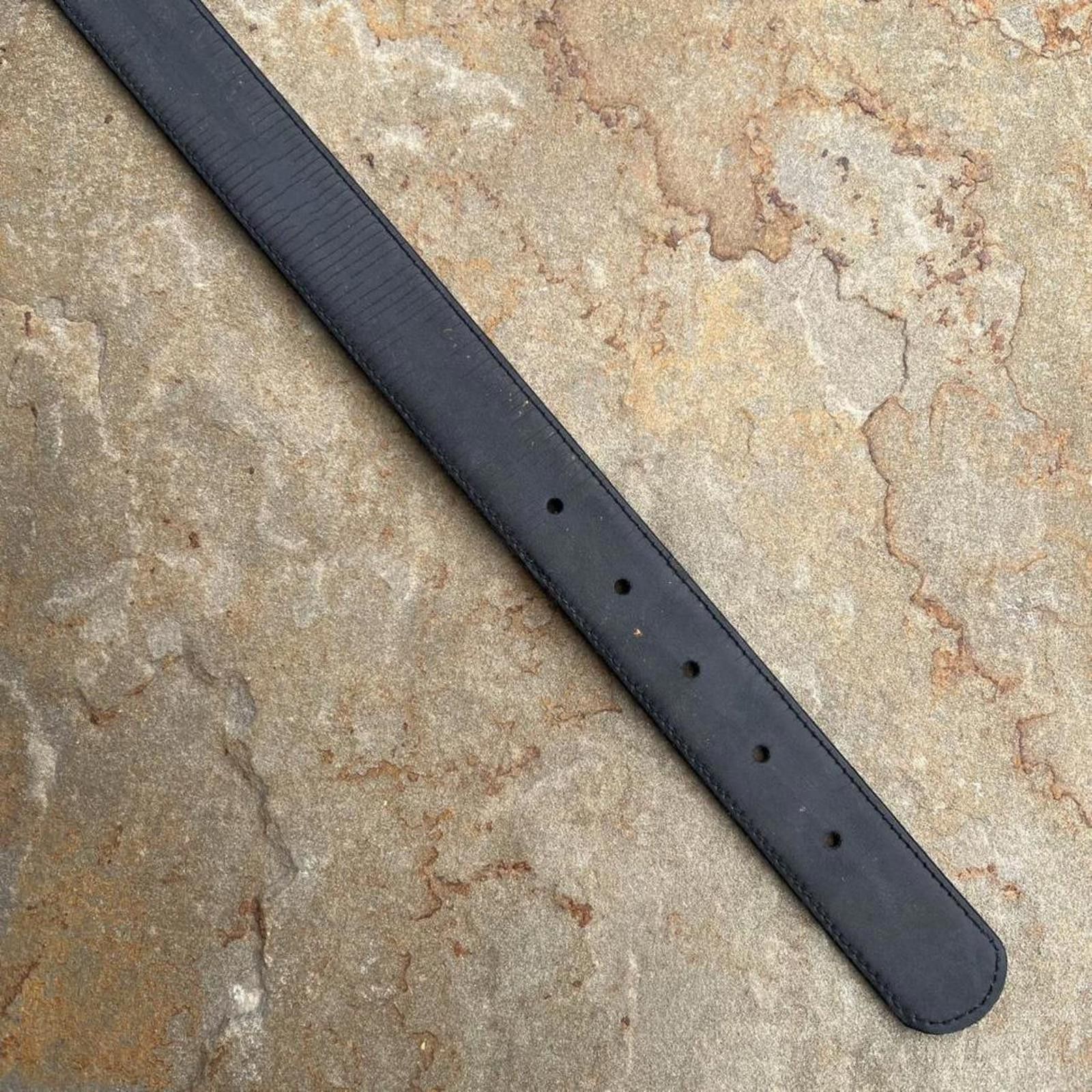 Pierre Cardin Vintage 90s Black Leather Reverse Buckle Belt Size ONE SIZE - 4 Thumbnail