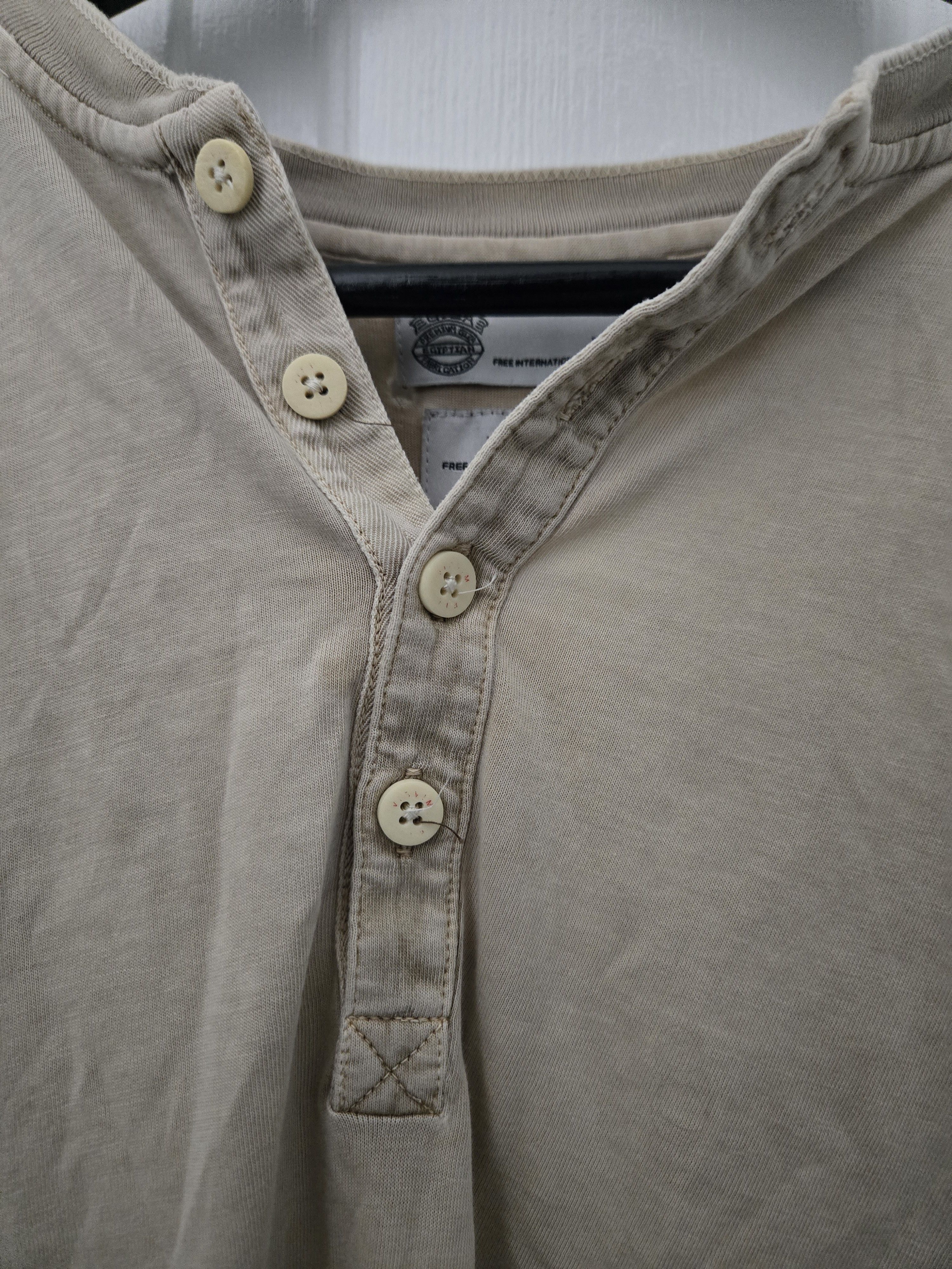 Visvim Visvim Beige Short Sleeve Cotton Henley Tee Shirt T-shirt Size US L / EU 52-54 / 3 - 3 Thumbnail