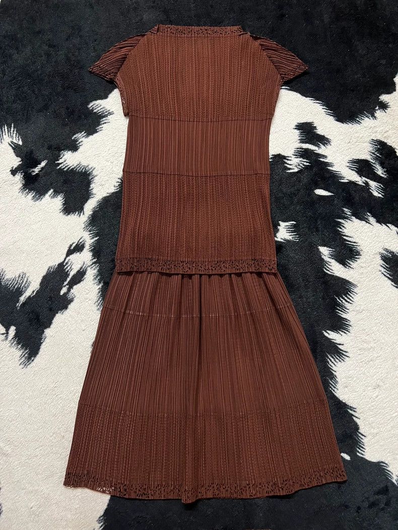 Issey Miyake Issey Miyake size:m Brown cut-out skirt Size 42" / US 20 - 2 Thumbnail