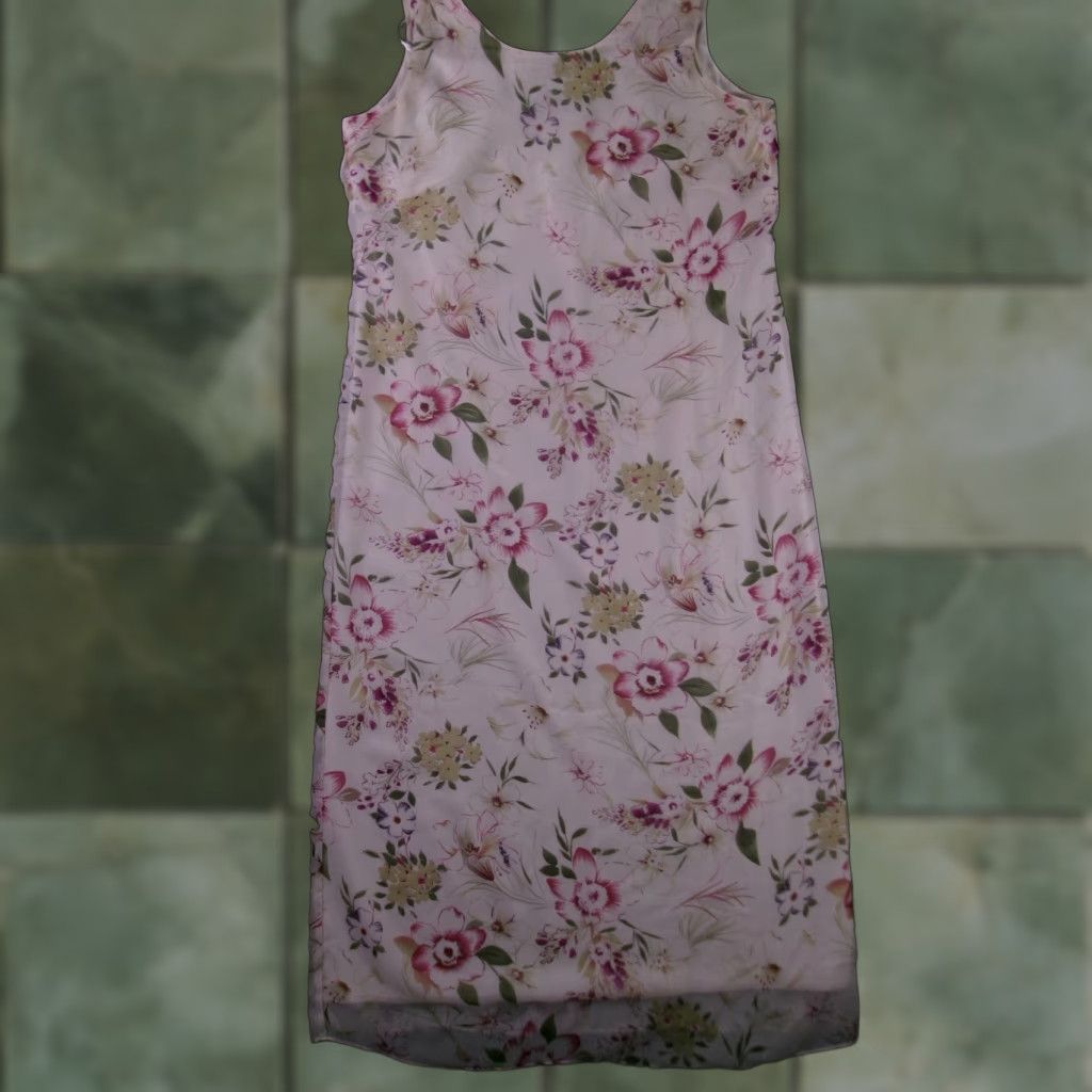 Mary McFadden VINTAGE Mary McFadden Dress Women 12 Pink Floral Resort Lined Maxi Sleeveless 90s Theme Size XL / US 12-14 / IT 48-50 - 1 Thumbnail