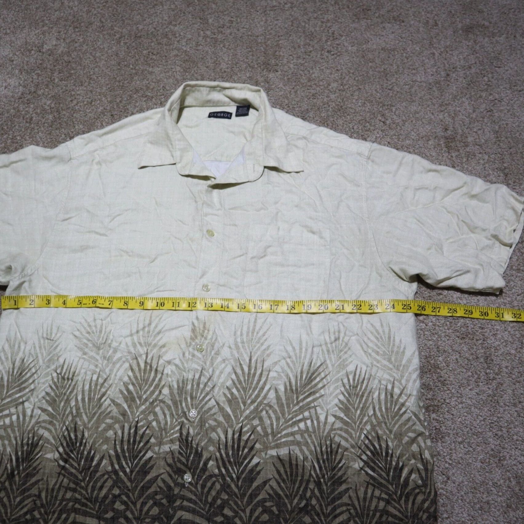 George George Shirt Button-Up Long Sleeve Men 2XL Brown Cotton Polyester with Pockets 90s Hawaiian? Size US XXL / EU 58 / 5 - 4 Thumbnail