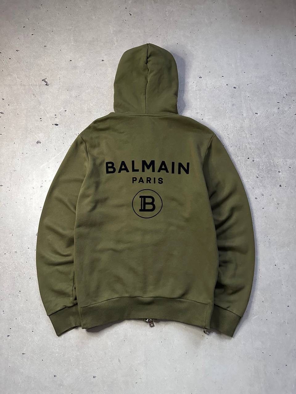 Balmain Balmain Paris Men’s Zip Hoodie Olive Green Luxury Biker Size US S / EU 44-46 / 1 - 3 Thumbnail