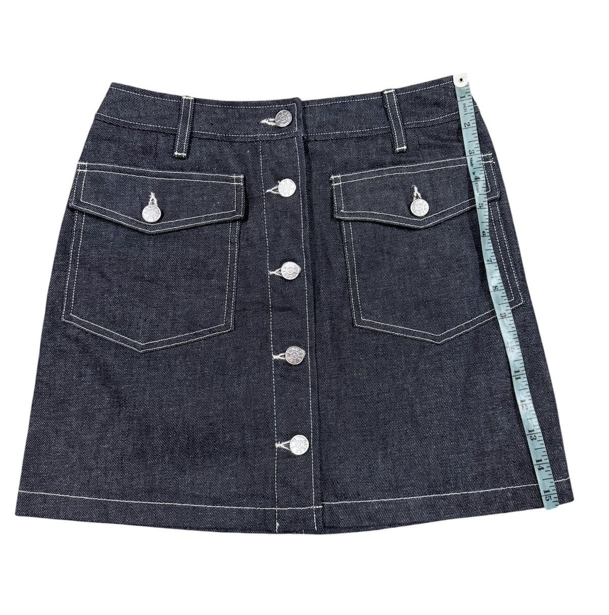 agnes b. Vtg🔥agnes.b Raw Indigo denim Mini Skirt Made In France Size 25" / US 0 / IT 36 - 22 Thumbnail