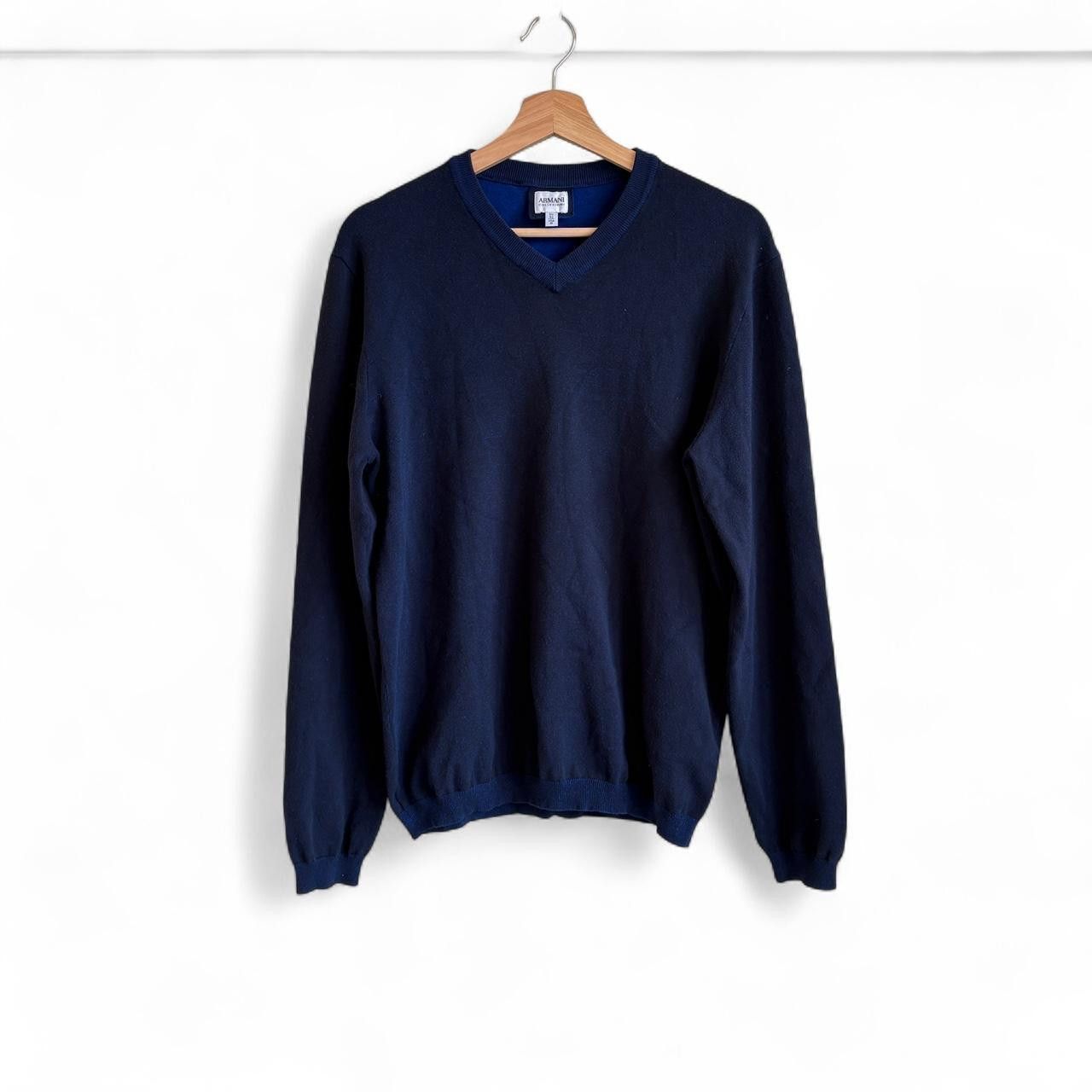 Armani Collezioni Armani Collezioni navy blue double face vneck wool sweater M Size US M / EU 48-50 / 2 - 1 Thumbnail