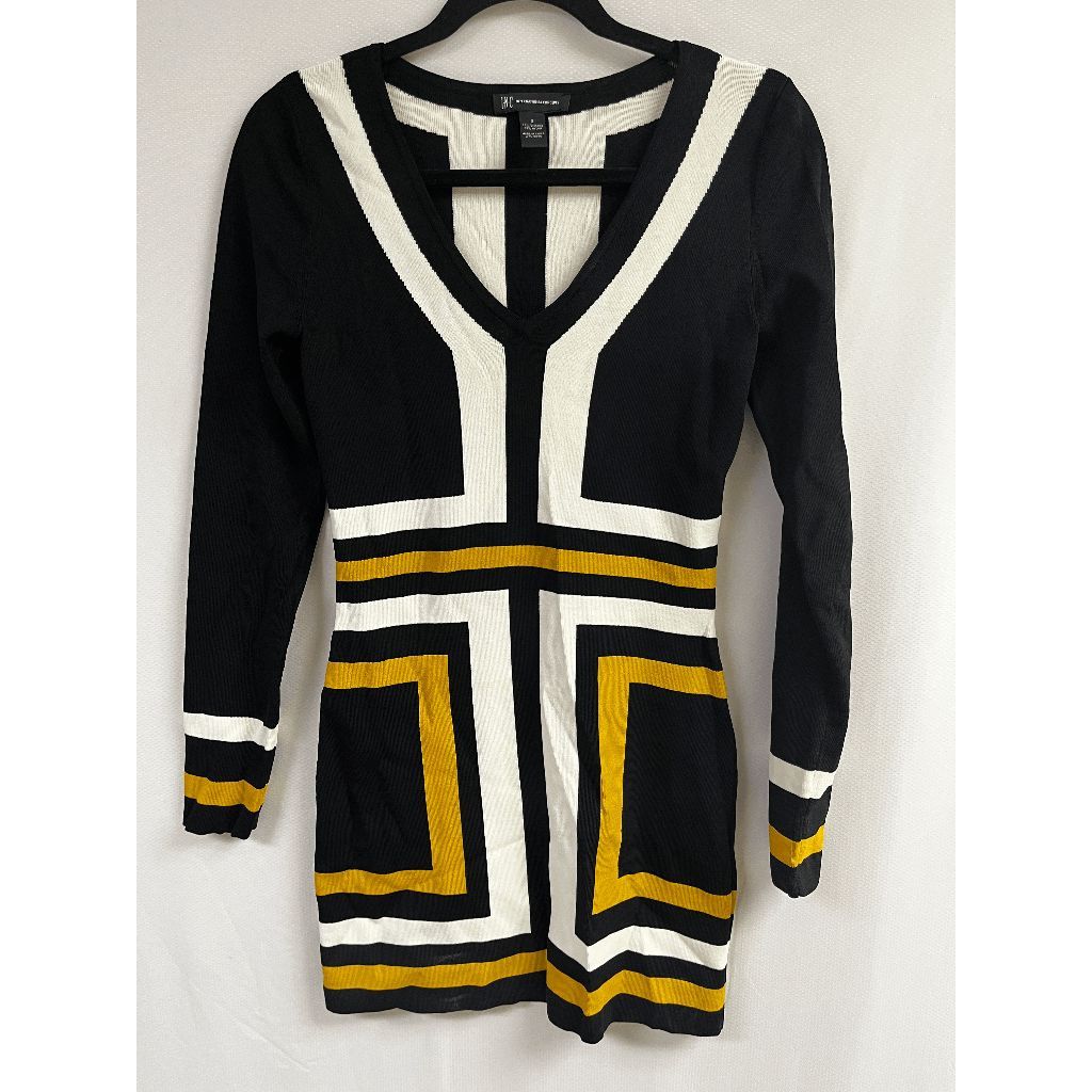 I.N.C INC International Concepts Formal Womens Long Sleeve Bodycon Dress Striped Small Size S / US 4 / IT 40 - 1 Thumbnail